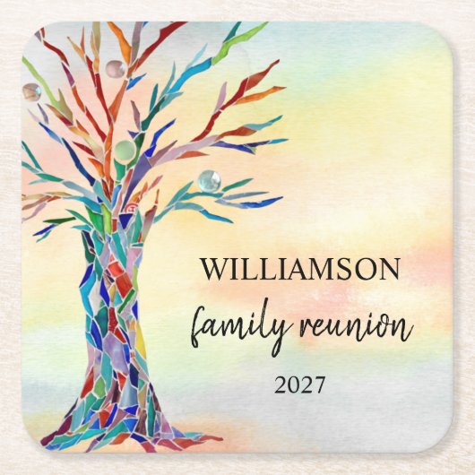 ファミリーツリーファミリー懇親会 スクエアペーパーコースター (正面)