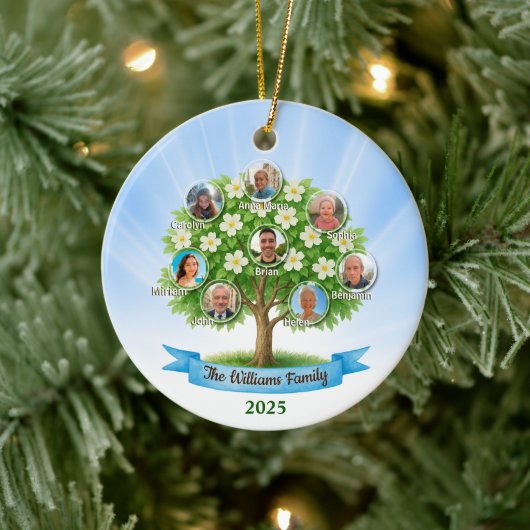 ファミリーツリーフォトクリスマスホリデーデコール セラミックオーナメント (ツリー)