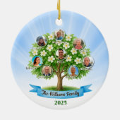ファミリーツリーフォトクリスマスホリデーデコール セラミックオーナメント (裏面)