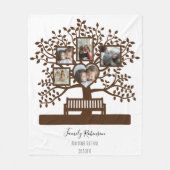 ファミリーツリーフォトコラージュパーソナライズされたテンプレート フリースブランケット (正面)