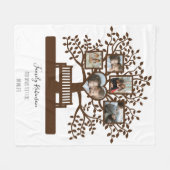 ファミリーツリーフォトコラージュパーソナライズされたテンプレート フリースブランケット (正面(横))