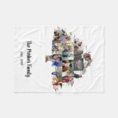 ファミリーツリーフォトコラージュ15写真と名前 フリースブランケット (正面(横))