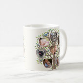 ファミリーツリーフォトコラージュ16写真灯ベージュ コーヒーマグカップ (正面右)