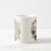 ファミリーツリーフォトコラージュ16写真灯ベージュ コーヒーマグカップ (中央)