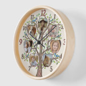 ファミリーツリーフォトコラージュ7カスタム写真クリーム 壁時計 (傾斜)