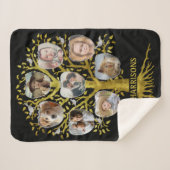 ファミリーツリーフォトコラージュ8写真名|金ゴールドブラック シェルパブランケット (正面(横))