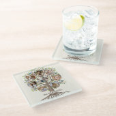 ファミリーツリーフォトコラージュ8写真名Lt Bege ガラスコースター (アングル)