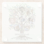 ファミリーツリーフォトコラージュ8写真名Lt Bege ガラスコースター (裏面)