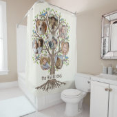 ファミリーツリーフォトコラージュ8写真名Lt Bege シャワーカーテン (インサイチュ)