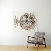 ファミリーツリーフォトコラージュ8写真名Lt Bege タペストリー (インサイチュ(横))