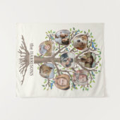 ファミリーツリーフォトコラージュ8写真名Lt Bege タペストリー (正面(横))