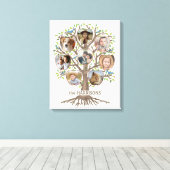 ファミリーツリーフォトコラージュ8写真名Lt Beige キャンバスプリント (インサイチュ (ウッドフロア))