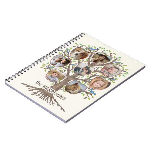 ファミリーツリーフォトコラージュ8写真名Lt Beige ノートブック (左側)