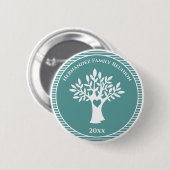 ファミリーツリーラブハートファミリー懇親会ブルーグリーン 缶バッジ (正面&裏面)