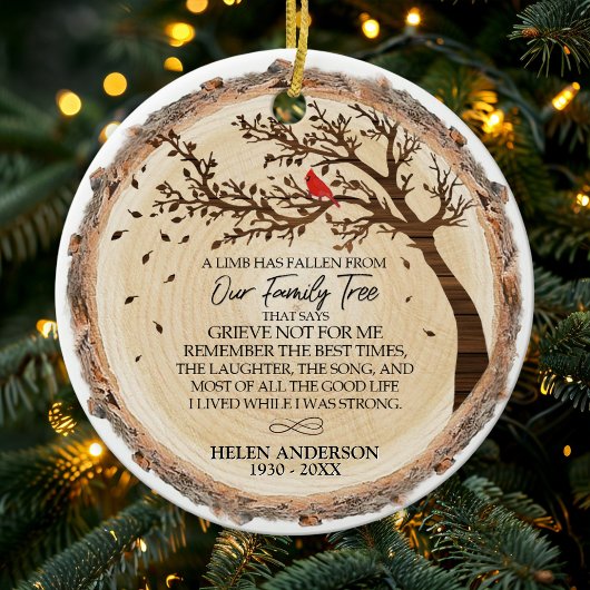 ファミリーツリーレッド(鳥)ショウジョウコウカンチョウフォトメモリアル セラミックオーナメント