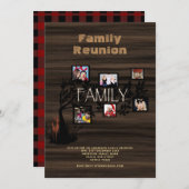 ファミリーツリー再会 フォトコラージュ ラスティック バッファロー 招待状 (正面/裏面)