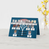 ファミリーツリー写真フラクタルツリーピンク海ブルー カード (黄色い花)