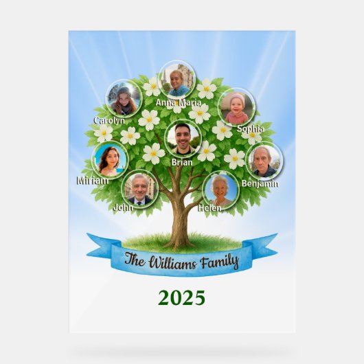 ファミリーツリー名フォト懇親会パーティーへようこそ アクリルサイン (正面)