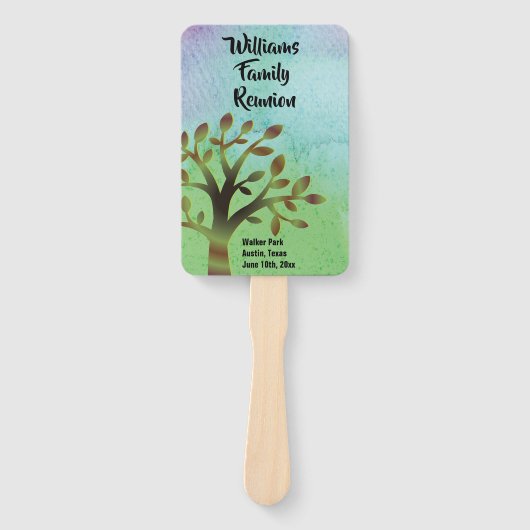 ファミリーツリー懇親会ギャザリングウォーターモダンカラー ハンドファン (正面)