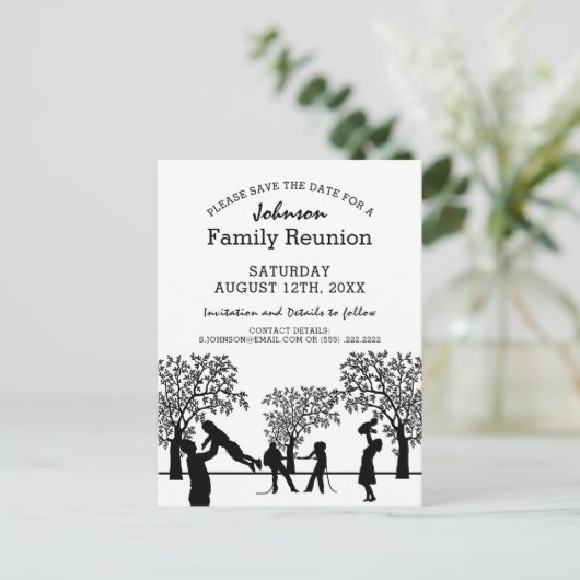 ファミリーツリー懇親会パーティー |日付の保存 インビテーションポストカード (スタンド正面)