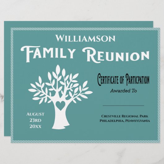 ファミリーツリー懇親会参加証明書 (正面/裏面)