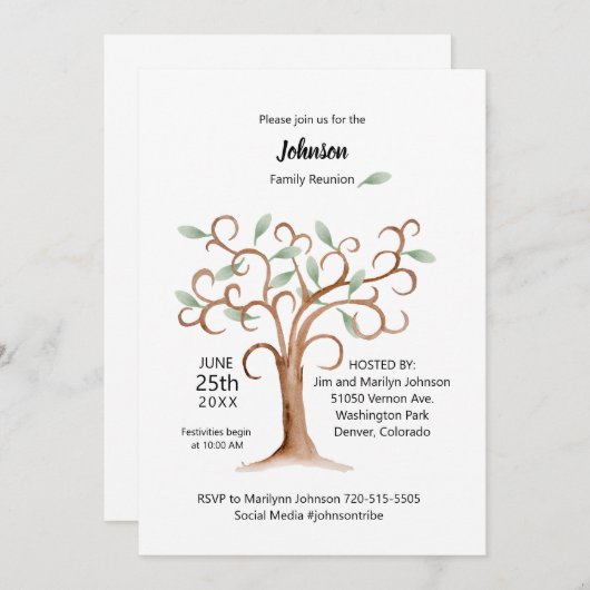 ファミリーツリー懇親会招待状 招待状 (正面/裏面)