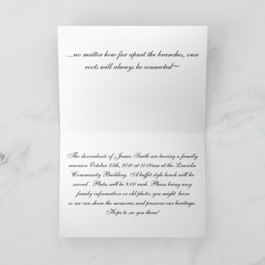 ファミリーツリー懇親会招待状 招待状 (内部)