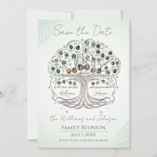 ファミリーツリー懇親会日付の保存招待状 招待状 (正面)