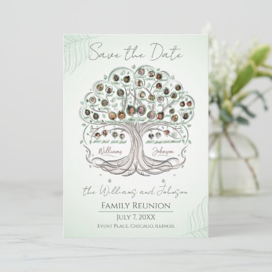 ファミリーツリー懇親会日付の保存招待状 招待状 (スタンド正面)