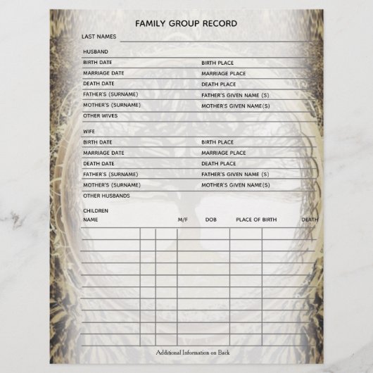 ファミリーツリー系図学祖先グループシート (正面)