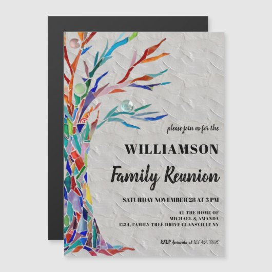 ファミリーツリー素朴ファミリー懇親会 マグネット招待状 (正面/裏面)