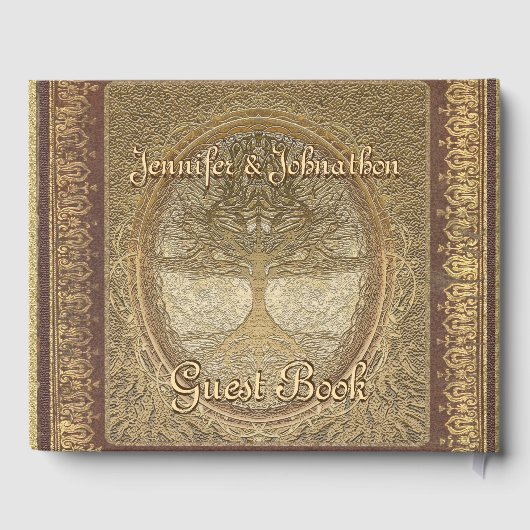 ファミリーツリー金ゴールドヴィンテージルックゲストブック ゲストブック (裏面)