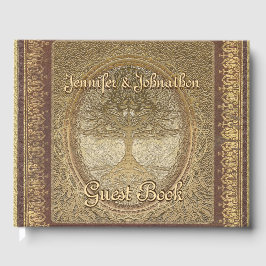 ファミリーツリー金ゴールドヴィンテージルックゲストブック ゲストブック