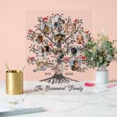 ファミリーツリー12フォトコラージュの名前をカスタムすると日付 アクリルサイン (ウェディング)