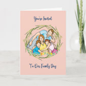 ファミリーデー用カード招待状ファミリーイラストレーション 招待状 (正面)