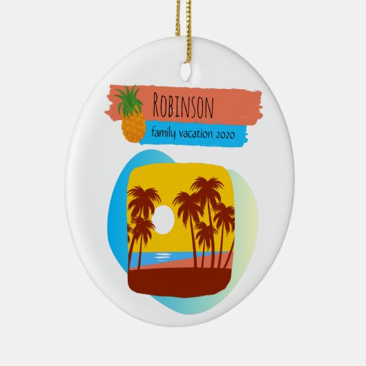 ファミリートロピカルビーチバケーションスーベリークリスマス セラミックオーナメント (右)