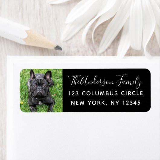 ファミリードッグフォトブラックカスタム差出人住所 ラベル (インサイチュ)