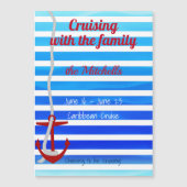 ファミリードパーソナライズされたアマグネット付クルーズ マグネット招待状 (正面)