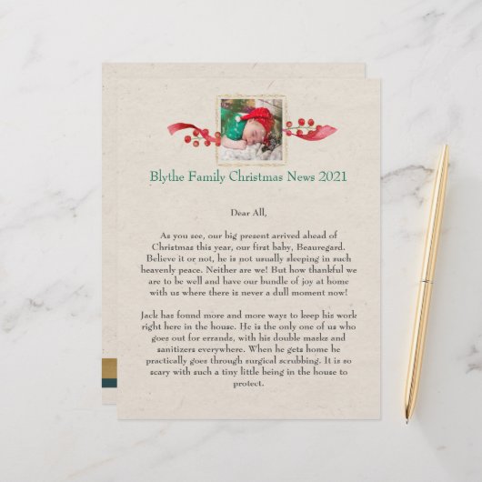 ファミリーニュースクリスマスパーソナライズされたレターヘッド レターヘッド (正面/裏面インサイチュ)