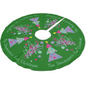 ファミリーネームおもしろいクリスマスブライトカラーズツリーズアート ブラッシュドポリエステルツリースカート (アングル)