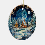 ファミリーネームウィンターワンダーランドフォレパーソナライズされたスト セラミックオーナメント (右)