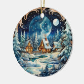 ファミリーネームウィンターワンダーランドフォレパーソナライズされたスト セラミックオーナメント (左)