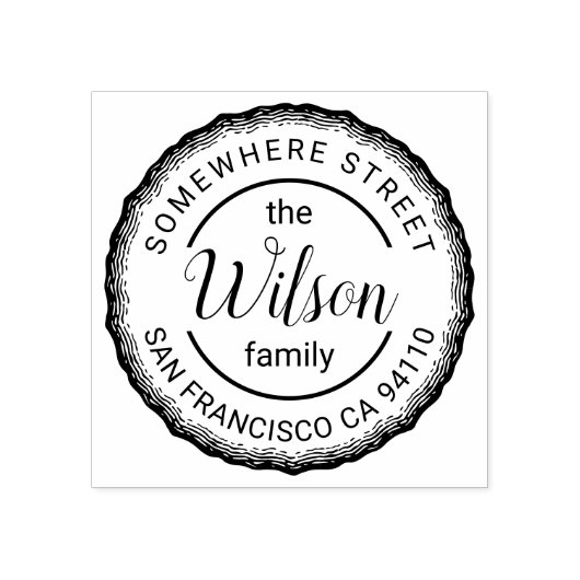 ファミリーネームウッドツリーリングや輪差出人住所 ラバースタンプ (インプリント)