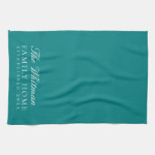 ファミリーネームエレガントティール（緑がかった色）キッチン キッチンタオル (横)