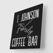 ファミリーネームキッチン白黒スクエアウォールクロック スクエア壁時計 (傾斜)