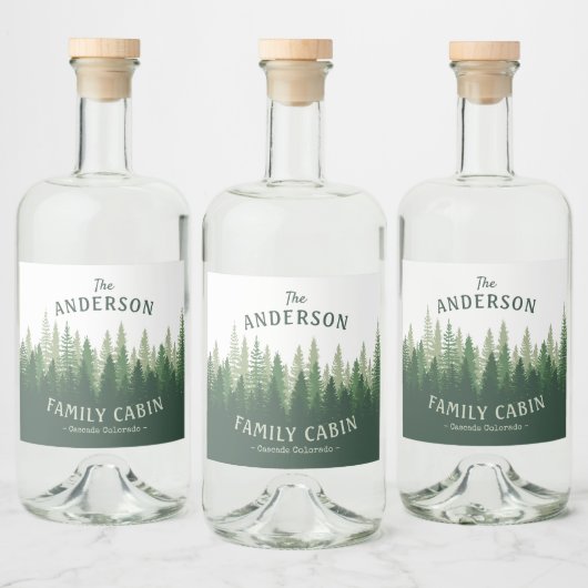 ファミリーネームキャビングリーンパインツリーフォレストラベル リキュールボトルラベル (ボトル)
