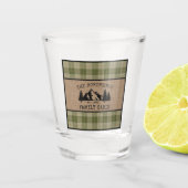 ファミリーネームキャビンツリーズセージグリーンプレイドバーラップ ショットグラス (正面)