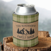 ファミリーネームキャビンツリーズセージグリーンプレイドバーラップ 缶クーラー