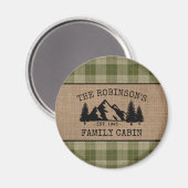 ファミリーネームキャビンツリーズセージ草原バーラップラウンド マグネット (正面/裏面)