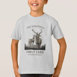 ファミリーネームキャビンディアパインツリーフォレストグレー Tシャツ